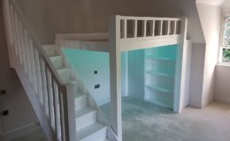 Bespoke, single sleeper with staircase, custom made, solid wood, LEDS
