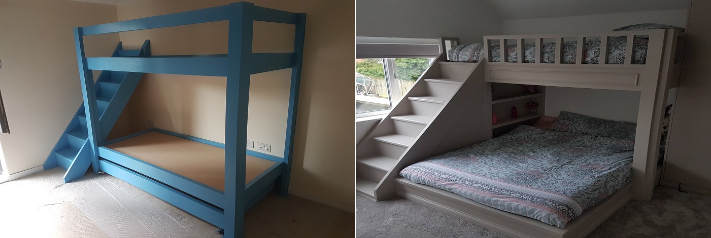 Bunk Bed with staircase, bespoke built, solid wood