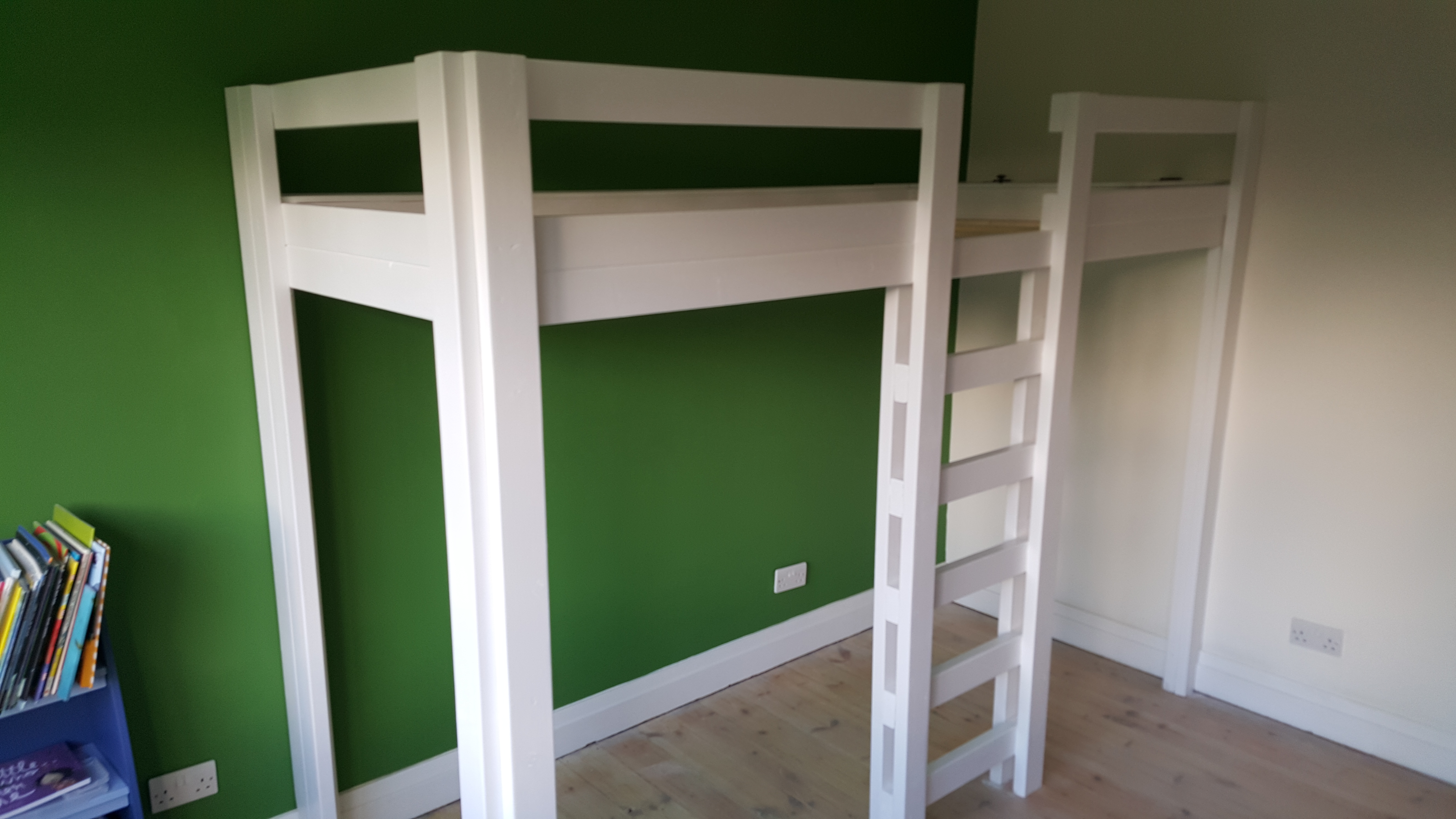 Hand built platform / bunkbed with secret box and drinks holder