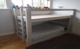 bunkbed with optional ladder position, bookcase and storage box - Custom made - solid wood