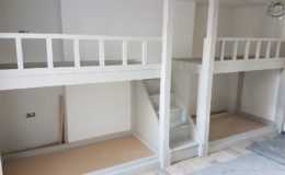 Four person sleeper, quad bunk bed with staircase, solid wood, bespoke